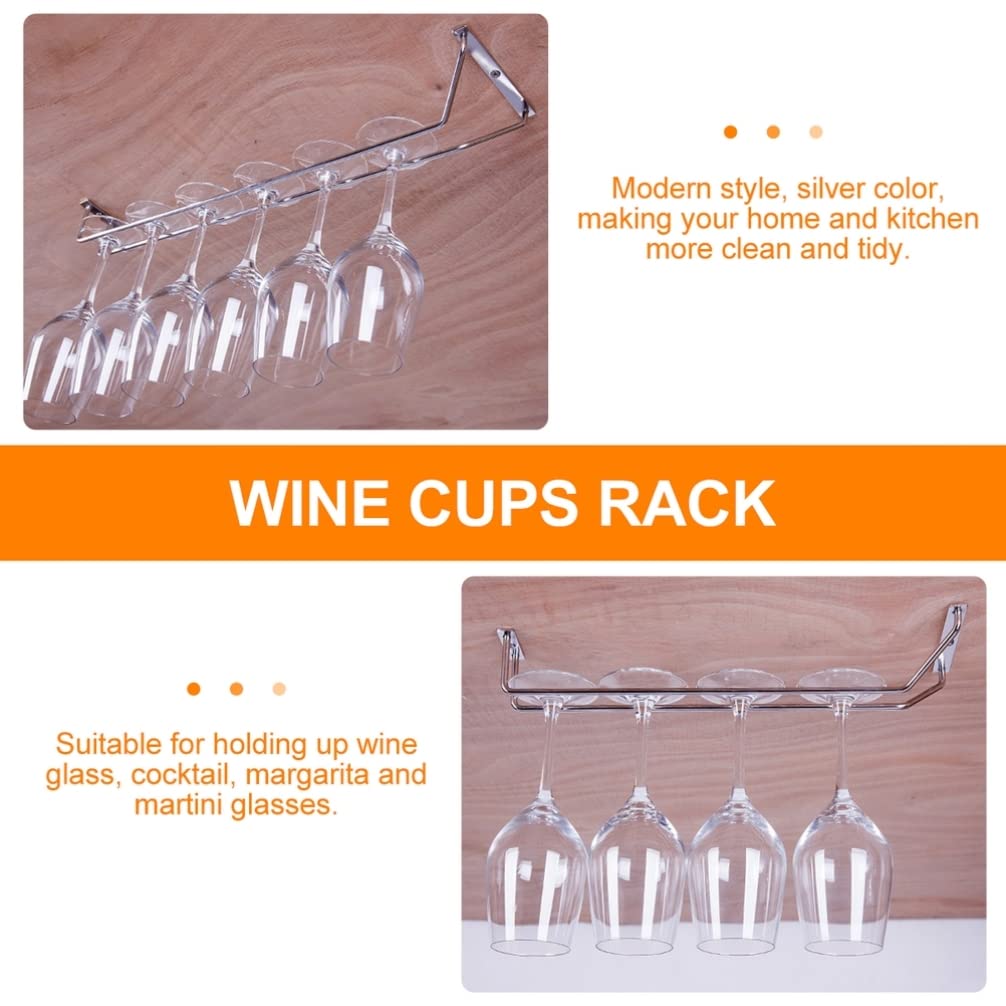 DOITOOL Stainless Shelf Wire Hanging Wine Glass Rack: 2pcs Under Cabinet Wine Glasses Holder Stemware Storage Hanger Organizer for Kitchen Cabinet Bar Metal Clothing Rack