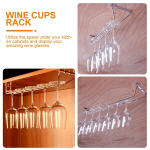 DOITOOL Stainless Shelf Wire Hanging Wine Glass Rack: 2pcs Under Cabinet Wine Glasses Holder Stemware Storage Hanger Organizer for Kitchen Cabinet Bar Metal Clothing Rack
