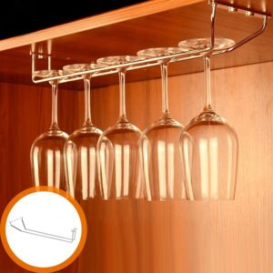 DOITOOL Stainless Shelf Wire Hanging Wine Glass Rack: 2pcs Under Cabinet Wine Glasses Holder Stemware Storage Hanger Organizer for Kitchen Cabinet Bar Metal Clothing Rack