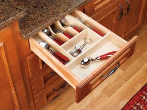 cut-to-size insert wood cutlery organizer for drawers - 4wct-1 - 14-5/8"w x 22"d x 2-7/8"h - natural