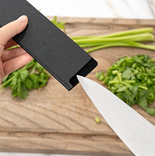 Restaurantware Sensei 10.5 x 2 Inch Knife Sleeve, 1 Knife Protector - Fits Chef Knife, Felt Lining, Black Plastic Knife Blade Guard, Durable, Cut-Proof