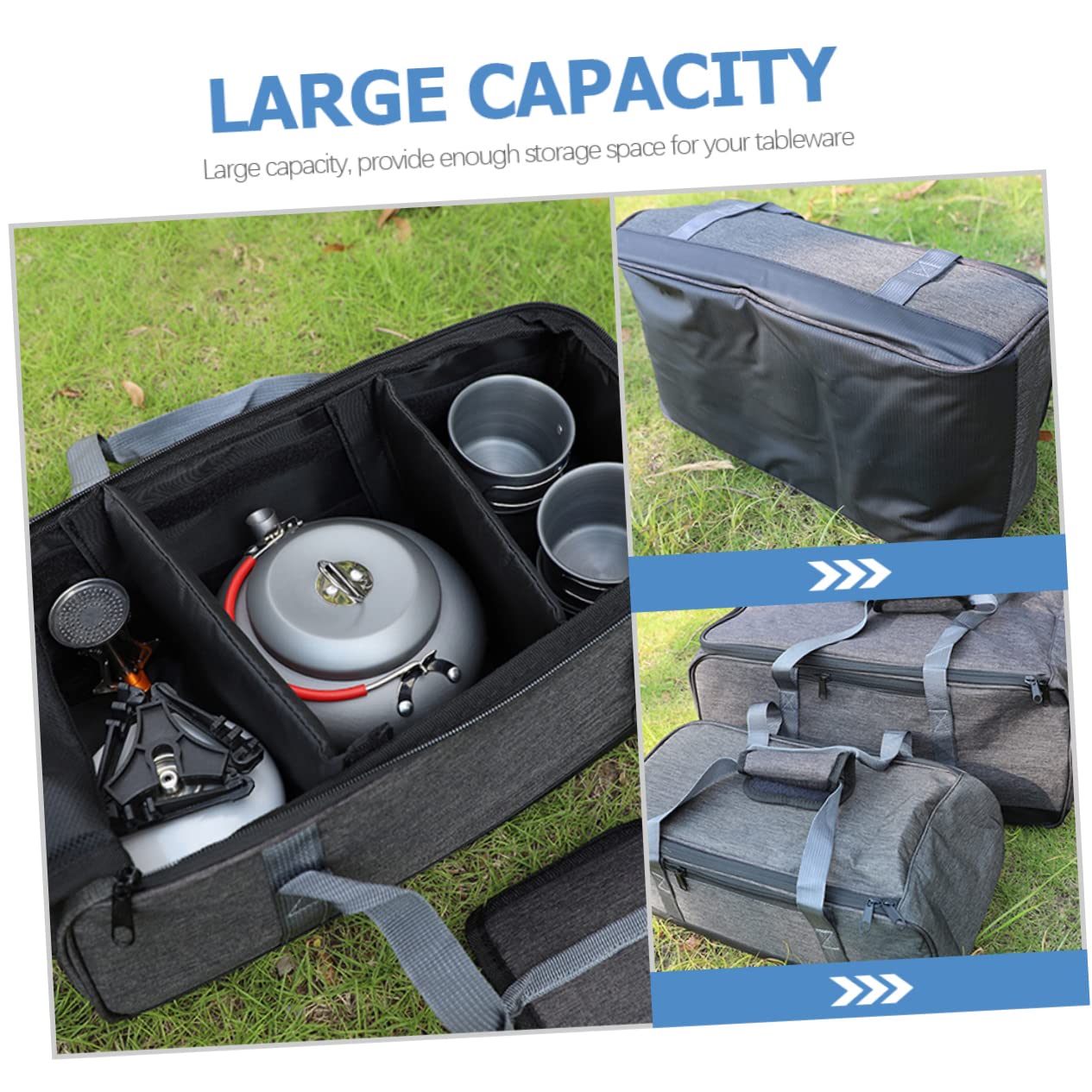 TENDYCOCO Outdoor Storage Bag Fine China Storage Containers Flatware Storage Silverware Organizer with Lid Utensil Bag Frying Pan with Lid Camping Case Oxford Cloth Carrying Bag Tableware