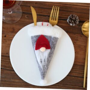 Cabilock 6Pcs Christmas Table Cutlery Set Santa Tableware Holder Christmas Fork Holder Festival Cutlery Cover dinnerware Cover Tableware Cloth Holder Tableware Storage Bag Elder Nordic Baby