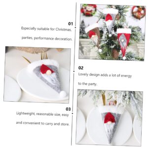 Cabilock 6Pcs Christmas Table Cutlery Set Santa Tableware Holder Christmas Fork Holder Festival Cutlery Cover dinnerware Cover Tableware Cloth Holder Tableware Storage Bag Elder Nordic Baby