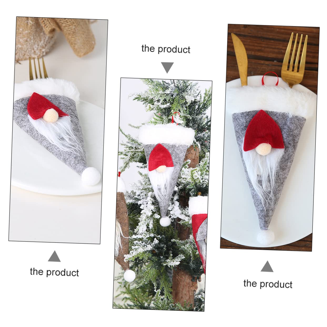 Cabilock 6Pcs Christmas Table Cutlery Set Santa Tableware Holder Christmas Fork Holder Festival Cutlery Cover dinnerware Cover Tableware Cloth Holder Tableware Storage Bag Elder Nordic Baby