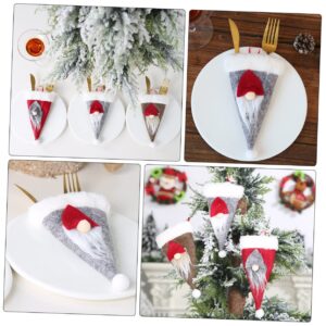 Cabilock 6Pcs Christmas Table Cutlery Set Santa Tableware Holder Christmas Fork Holder Festival Cutlery Cover dinnerware Cover Tableware Cloth Holder Tableware Storage Bag Elder Nordic Baby