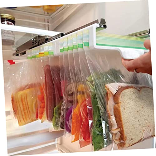 YARNOW 1pc Refrigerator Storage Bracket Fridge Freezer Bags Rack Bag Organizer Zipper Bag Rack Hanger Refrigerator Storage Shelf Refrigerator Stand Holder Rack Abs Tray White Telescopic