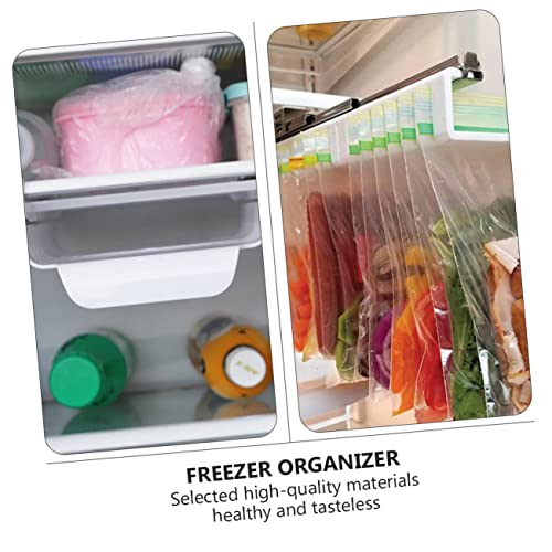 YARNOW 1pc Refrigerator Storage Bracket Fridge Freezer Bags Rack Bag Organizer Zipper Bag Rack Hanger Refrigerator Storage Shelf Refrigerator Stand Holder Rack Abs Tray White Telescopic