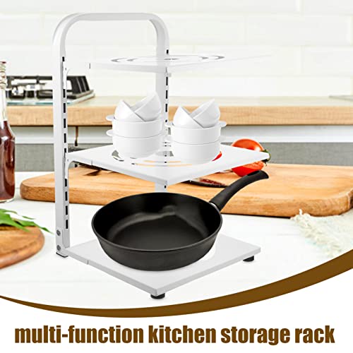 Alipis Multi-Layer Pot Rack White Standing Frame Carbon Steel Cupboard