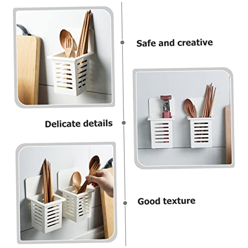 Homoyoyo 2pcs Cutlery Storage Box Chopsticks Rack Spoons Silverware Chopstick Drainer Basket Chopsticks Holder Utensil Storage Holder Cooking White Tableware Abs Accessories