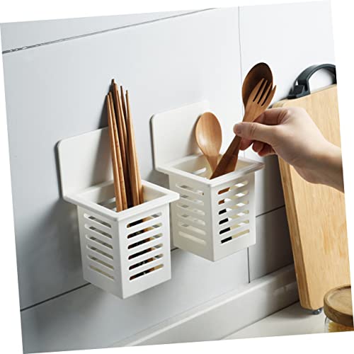 Homoyoyo 2pcs Cutlery Storage Box Chopsticks Rack Spoons Silverware Chopstick Drainer Basket Chopsticks Holder Utensil Storage Holder Cooking White Tableware Abs Accessories