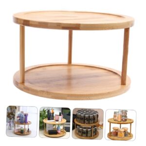 DOITOOL rotating storage rack shelving brackets rack organizer kitchen racks turntable cabinet organizer stand desk tray Double-layer Cosmetics Shelf wooden to rotate bamboo container