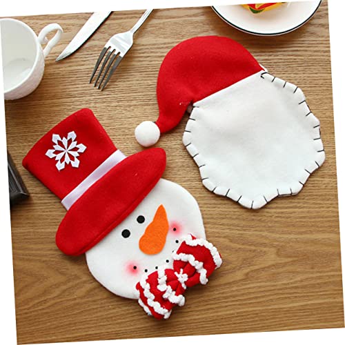 YARNOW 6pcs Christmas Snowman Elk Cutlery Set Stocking Holder Stand Dining Room Decor for Table Hanging Stocking Spoon Bag Tableware Organizer Elk Decor Party Supplies Pocket Elder