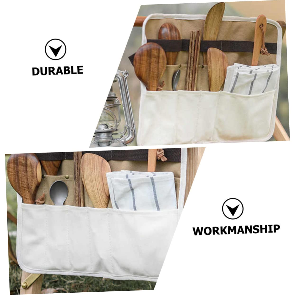 INOOMP 1pc Outdoor Storage Bag Camping Cutlery Organizer Tableware Bags Utensil Storage Bag Outdoor Tableware Pouch Picnic Tableware Storage Bag Guard Travel Canvas Hanging Spoon Pocket