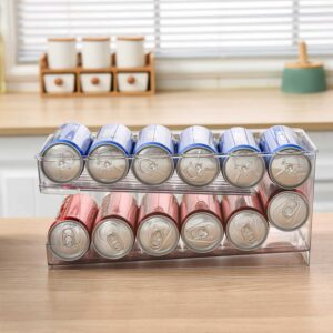 WEYCNCRIUF Can Organizer for Pantry, Soda Drink Canned Foods Bins Stackable Dispenser Storage Holder Rack Refrigerator Pantry Freezer, Holds Up to 10 Cans (12-oz), Approx. 13.39x5.31x6.02inch