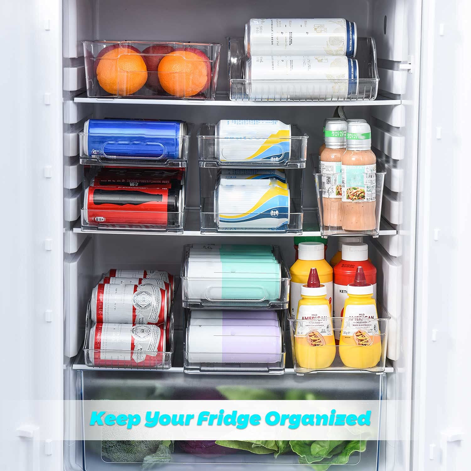 WEYCNCRIUF Can Organizer for Pantry, Soda Drink Canned Foods Bins Stackable Dispenser Storage Holder Rack Refrigerator Pantry Freezer, Holds Up to 10 Cans (12-oz), Approx. 13.39x5.31x6.02inch