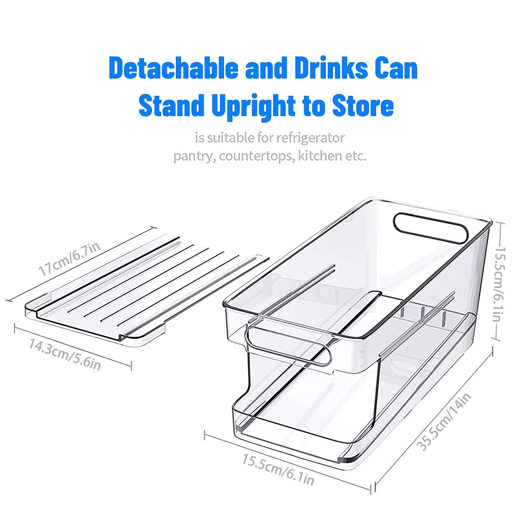 WEYCNCRIUF Can Organizer for Pantry, Soda Drink Canned Foods Bins Stackable Dispenser Storage Holder Rack Refrigerator Pantry Freezer, Holds Up to 10 Cans (12-oz), Approx. 13.39x5.31x6.02inch