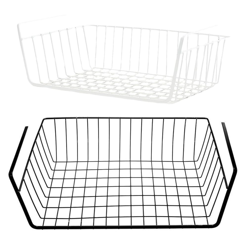 SOLUSTRE Fridge Drawer 2pcs Storage Rack Partition Wrought Iron Storage Basket Cupboard Shelf