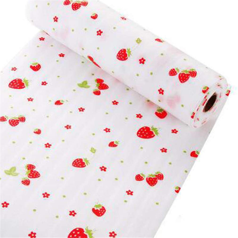 Table Drawer Mat Kitchen Gadgets Shelf Liner Contact Paper Waterproof Drawer Paper PET Anti-Oil Table Desk Decoration strawberry 500x30cm