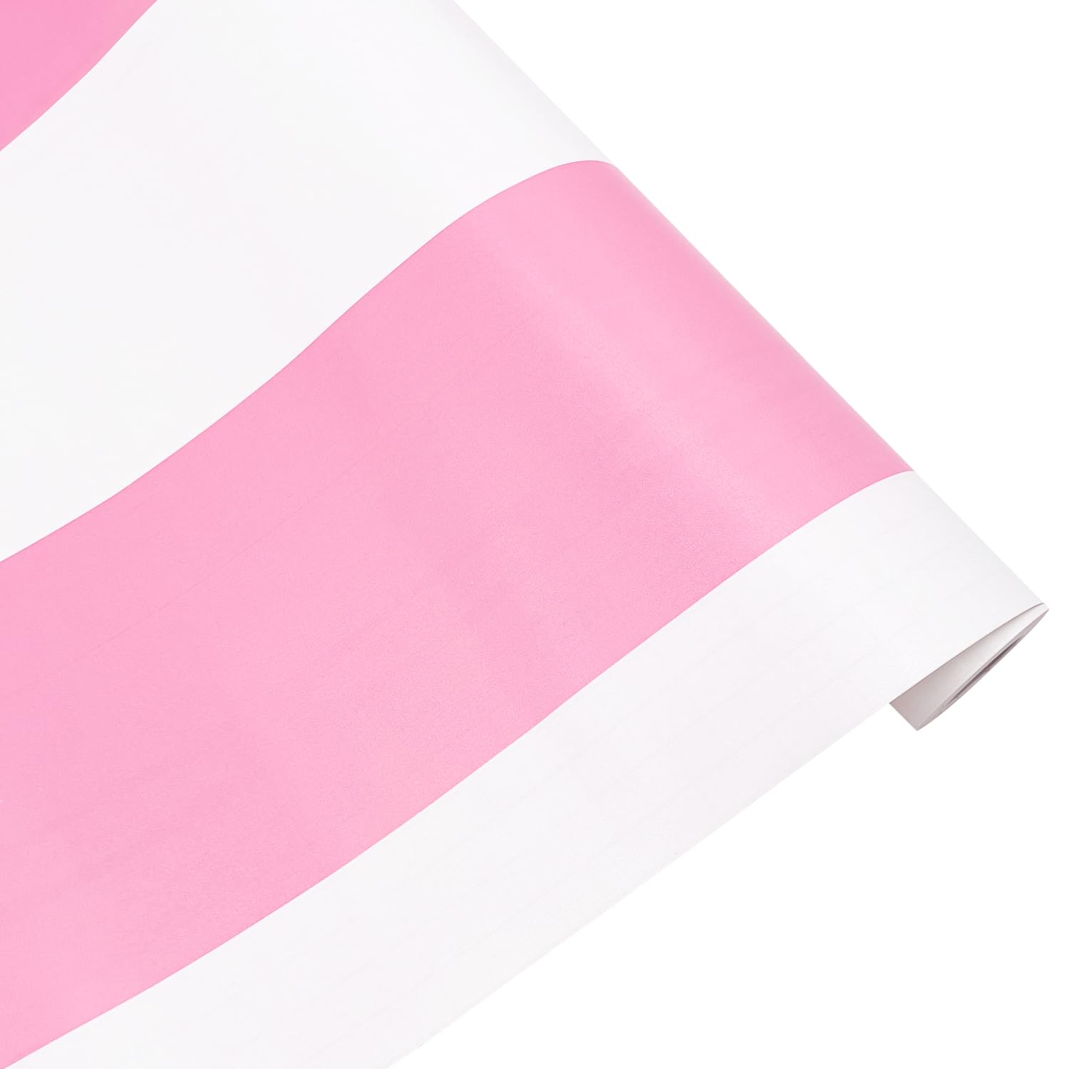 LovingWay 14.7 feet Wallpaper Roll Two-Tone Drawer Liner 17.7x177 Inch Self-Adhesive Corner Shelving Paper Multi Use Furniture PVC Protector Pink White Stripes