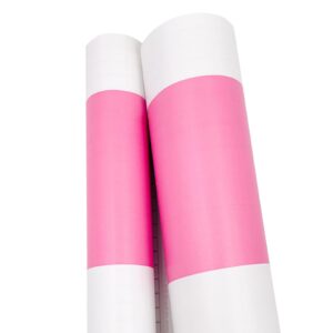 LovingWay 14.7 feet Wallpaper Roll Two-Tone Drawer Liner 17.7x177 Inch Self-Adhesive Corner Shelving Paper Multi Use Furniture PVC Protector Pink White Stripes