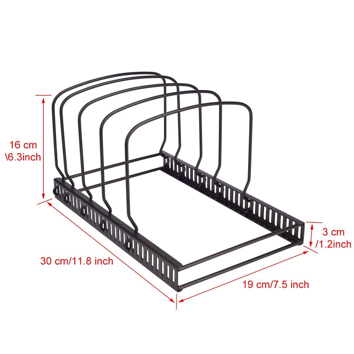 Toplife Adjustable 10+ Pans Organizer Rack + 7+ Lids Organizer Rack + 10+ Bakeware Organizer Rack for Kitchen Cabinet and Counter, Brown