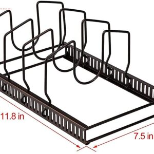 Toplife Adjustable 10+ Pans Organizer Rack + 7+ Lids Organizer Rack + 10+ Bakeware Organizer Rack for Kitchen Cabinet and Counter, Brown