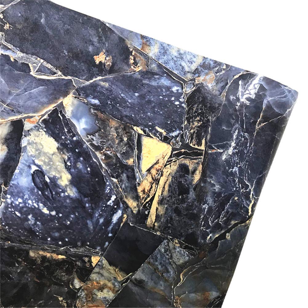 Moyishi Granite Look Marble Gloss Film Vinyl Self Adhesive Counter Top Peel and Stick Wall Decal 15.8"x118" (Dark Blue)