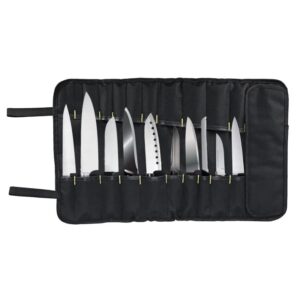 22 pockets chef knife bag roll carry case kitchen portable durable storage, black, 58 cm x 35.3 cm