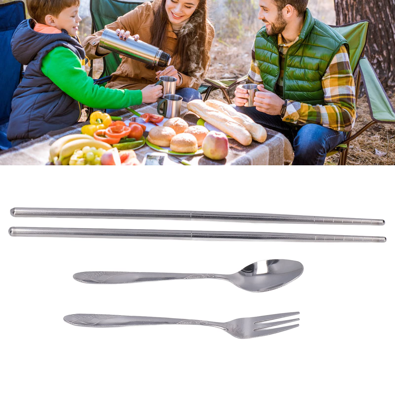 Portable Silverware Set with Case, Travel Utensils Stainless Steel Reusable Camping Silverware Set for Lunch Box, Dorm, Work, School, Picnic