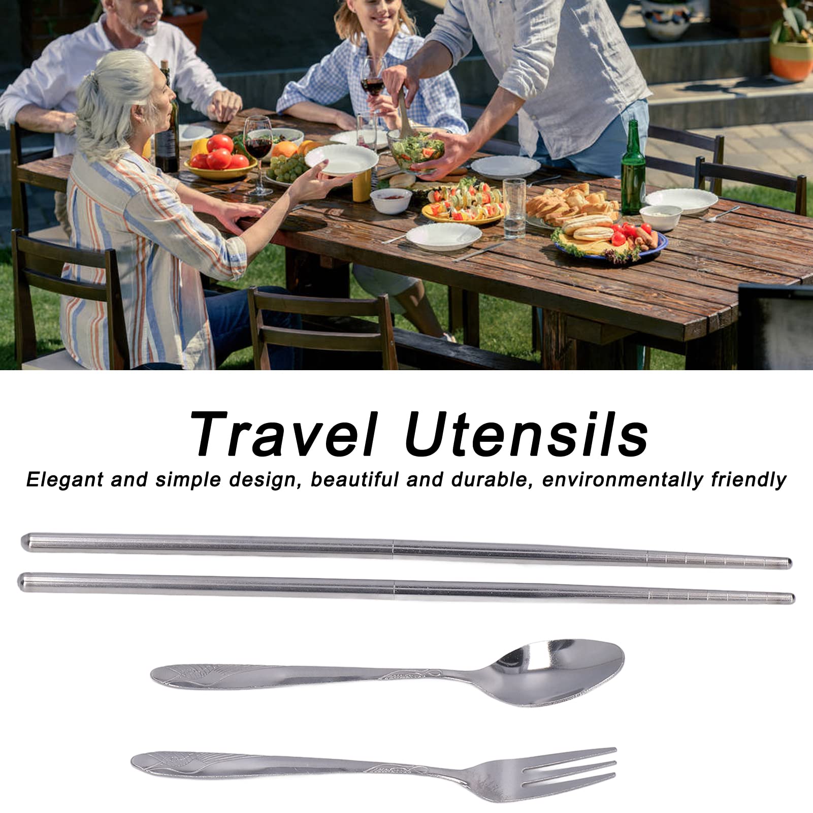 Portable Silverware Set with Case, Travel Utensils Stainless Steel Reusable Camping Silverware Set for Lunch Box, Dorm, Work, School, Picnic