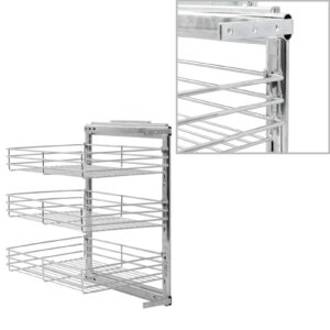 xiannv 3-tier pull-out kitchen wire basket pull out spice rack, blind corner cabinet pull out, pull out shelf storage for kitchen base cabinet organization silver 18.5"x13.8"x22"