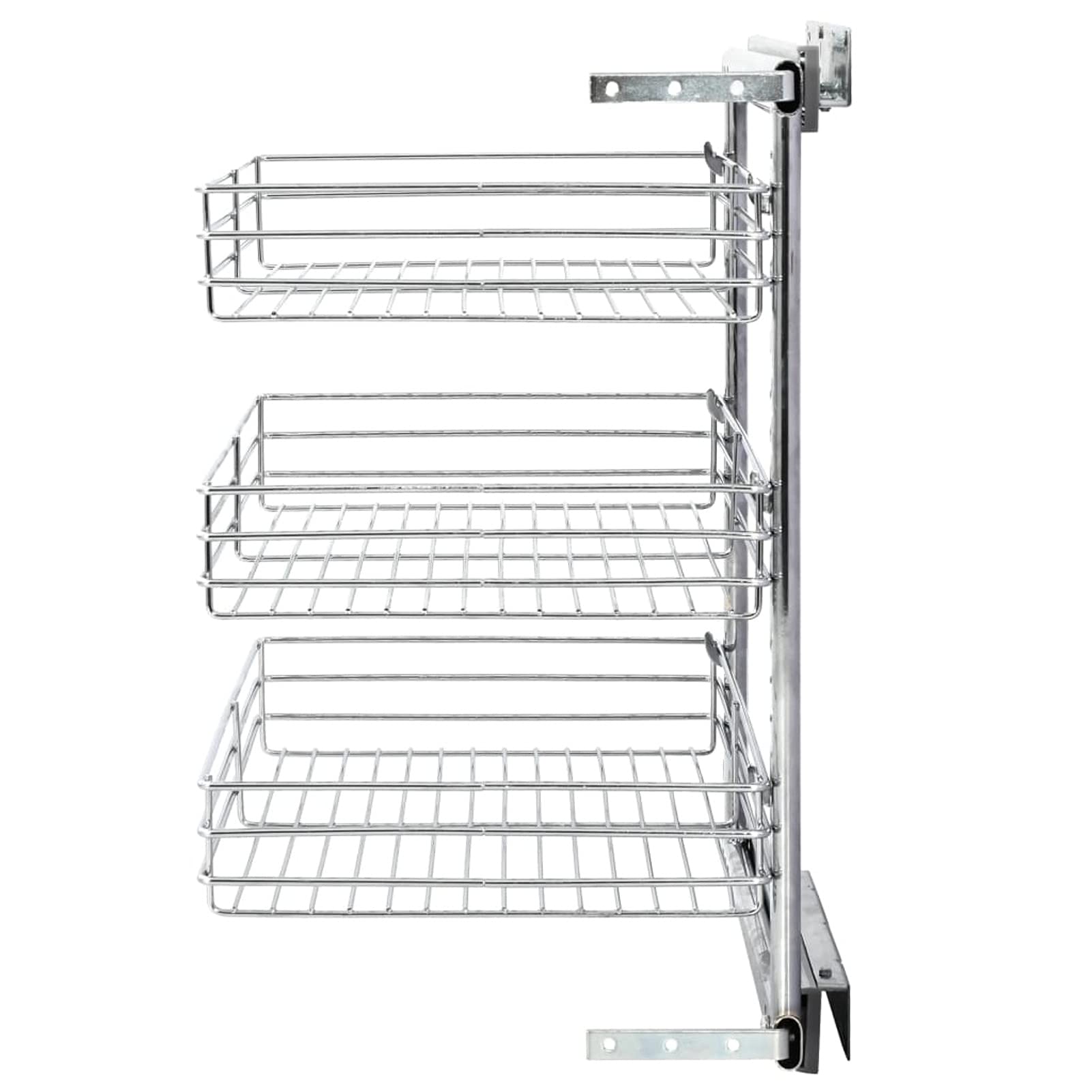 xiannv 3-Tier Pull-Out Kitchen Wire Basket Pull Out Spice Rack, Blind Corner Cabinet Pull Out, Pull Out Shelf Storage for Kitchen Base Cabinet Organization Silver 18.5"x13.8"x22"