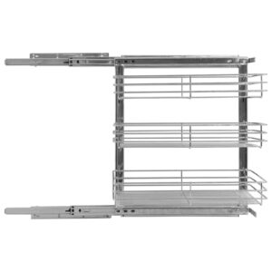 xiannv 3-Tier Pull-Out Kitchen Wire Basket Pull Out Spice Rack, Blind Corner Cabinet Pull Out, Pull Out Shelf Storage for Kitchen Base Cabinet Organization Silver 18.5"x13.8"x22"