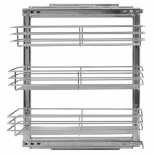 xiannv 3-Tier Pull-Out Kitchen Wire Basket Pull Out Spice Rack, Blind Corner Cabinet Pull Out, Pull Out Shelf Storage for Kitchen Base Cabinet Organization Silver 18.5"x13.8"x22"