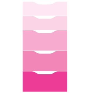 Decals for Alex Drawers in Pink Ombre, Self-Adhesive Decals, Peel and Stick Furniture Stickers/Decals, Removable Furniture Skin for The Alex Unit, Furniture NOT Included (for 5-Drawer Unit)