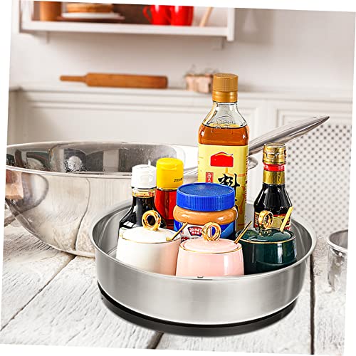 Holibanna 1pc Boxes Rotating Rack Trinket Tray Stainless Steel Container Makeup Pallets Pantry Susan Rotating Rack Household Storage Boxes Non-slip Storage Cases Fruit Containers Food