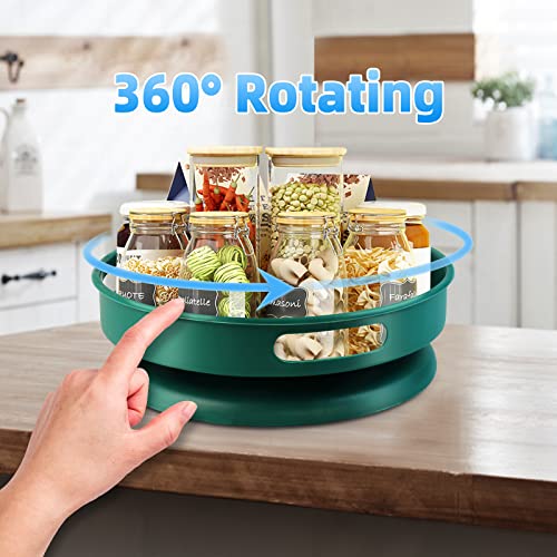 YUENZILN Lazy Susans Organizer , Monolayer Turntable, Rotary Table Top Seasoning Rack, Used for Bathroom, Kitchen, Tableware,Cabinet, Table Top Organization, (Green)