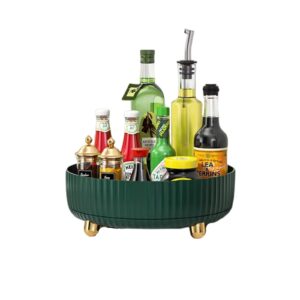 rotatable storage box,portable tray large capacity organizer for kitchen storage case plastic makeup storage organizer round dray (dark green)