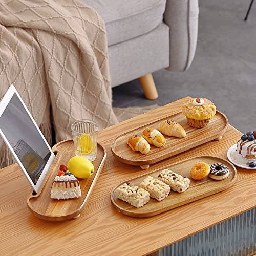 MOYUART Serving Tray, Coffee Table Tray, Set of 3 Serving Platter for Party,Tea Bar, Table Breakfast Snack, Dinner Tray 13.8" ×5.9"