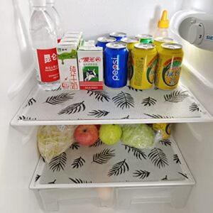 Waterproof Shelf Liner Cover Non Slip Non Adhesive Flower Printed Cabinets Liners for Kitchen Drawer Refrigerator 2 Rolls (12 * 94.5 inch) (Leaves)