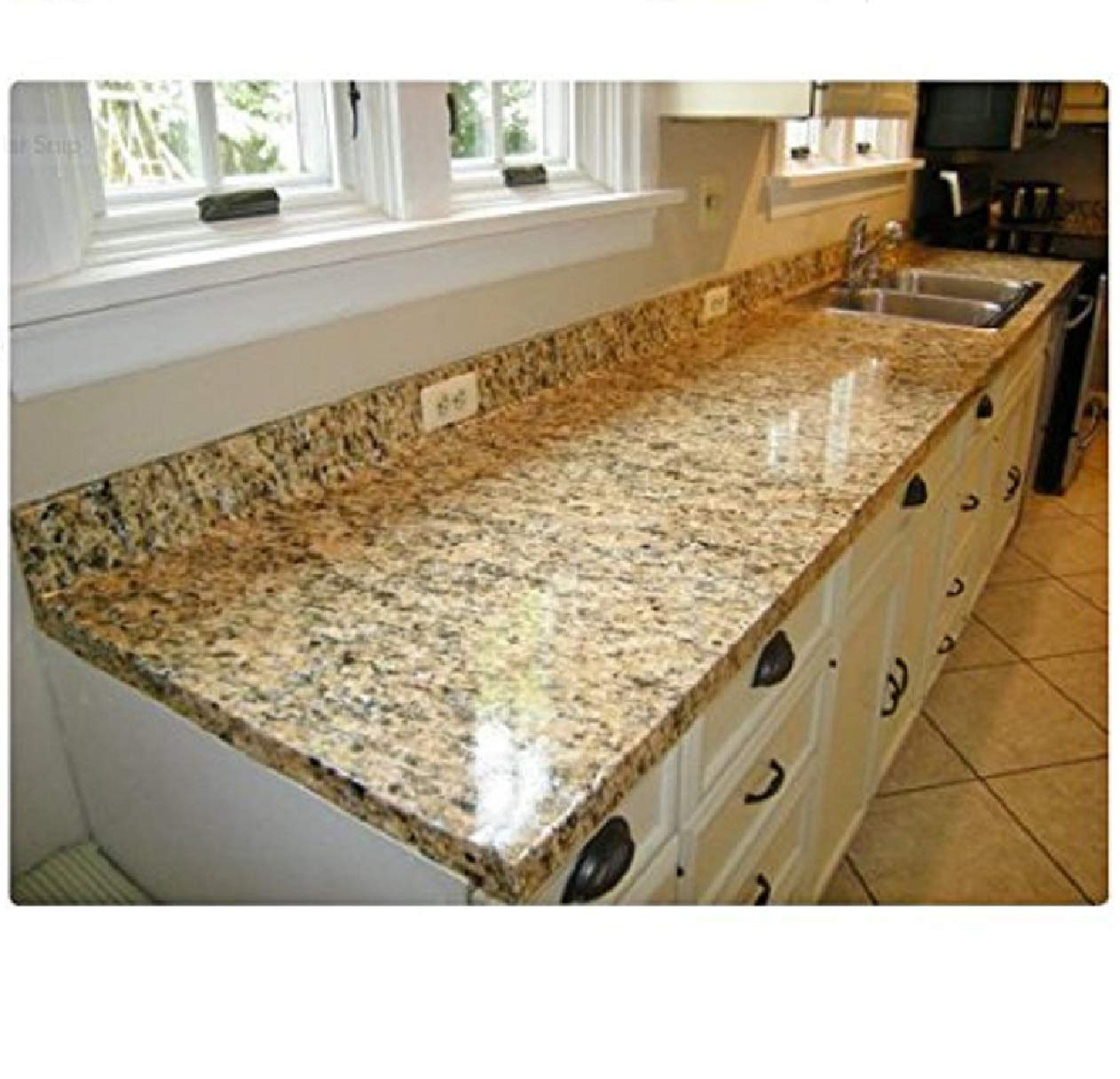 EZ FAUX DECOR Kitchen Countertop Update Vinyl Laminate Cover | Easy Install | Peel and Stick | Durable Self-Adhesive | 36” x 180” | Granite Marble Design | Venetian Gold (15ft)