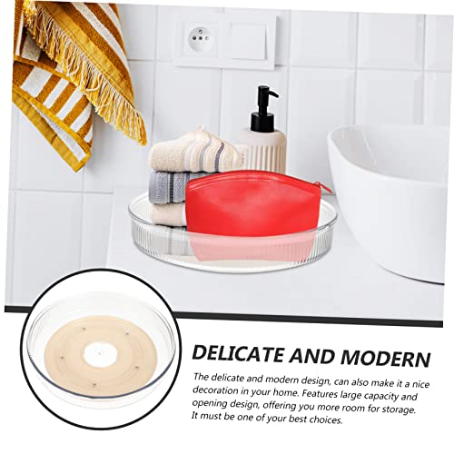 Zerodeko rotatable Tray Kitchen Sundries Holder Storage Round Makeup Organizer Tray Clear Turntable Organizer Fridge Desk Tray Rotating Condiment Rack Seasoning The pet Cosmetic to Rotate