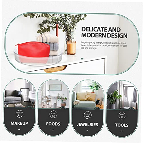 Zerodeko 4pcs rotatable Tray Clear Bathroom Organizer Kitchen Sundries Holder Turntable Round Makeup Storage Tray Dresser Tray Plastic Round Makeup Tray Storage Rack to Rotate Care The pet