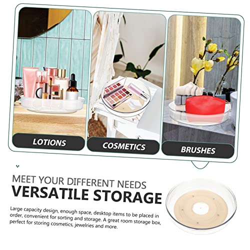 Zerodeko 4pcs rotatable Tray Clear Bathroom Organizer Kitchen Sundries Holder Turntable Round Makeup Storage Tray Dresser Tray Plastic Round Makeup Tray Storage Rack to Rotate Care The pet