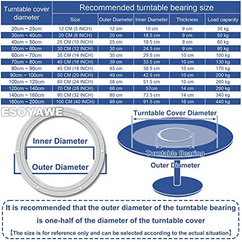 Heavy Duty Lazy Susan Turntable Bearing Rings, Aluminium Alloy 360 Degree Rotating Turntable Base Bearing, Ø 12-100 Cm Round Swivel Plate For Kitchen Dining Table