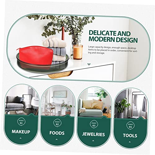 Zerodeko 4pcs rotatable Tray Fridge Organizers and Storage Clear Round Makeup Organizer Tray Tabletop Rotating Utensil Holder Skin Care Product Holder Seasoning to Rotate The pet Spice Rack