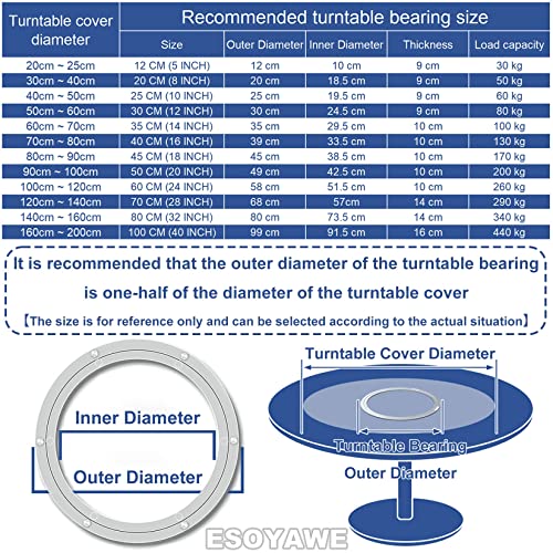 Heavy Duty Turntable Base Bearing 120mm ~ 1000mm Aluminium Alloy Lazy Susan Turntable Bearing, 360 Degree Rotating Round Metal Turntable Base Rings For Kitchen Dining Table