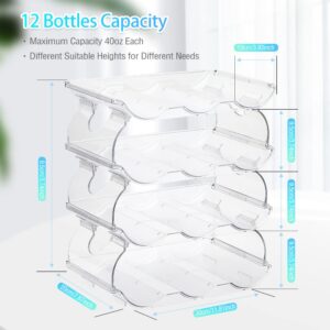 Seolmae Stackable Water Bottle Organizer for Cabinet, Water Bottle Holder Countertop, Cup Organizer for Kitchen, Pantry and Fridge, Free-Standing Kitchen Storage Holder for Wine and Drink Bottles