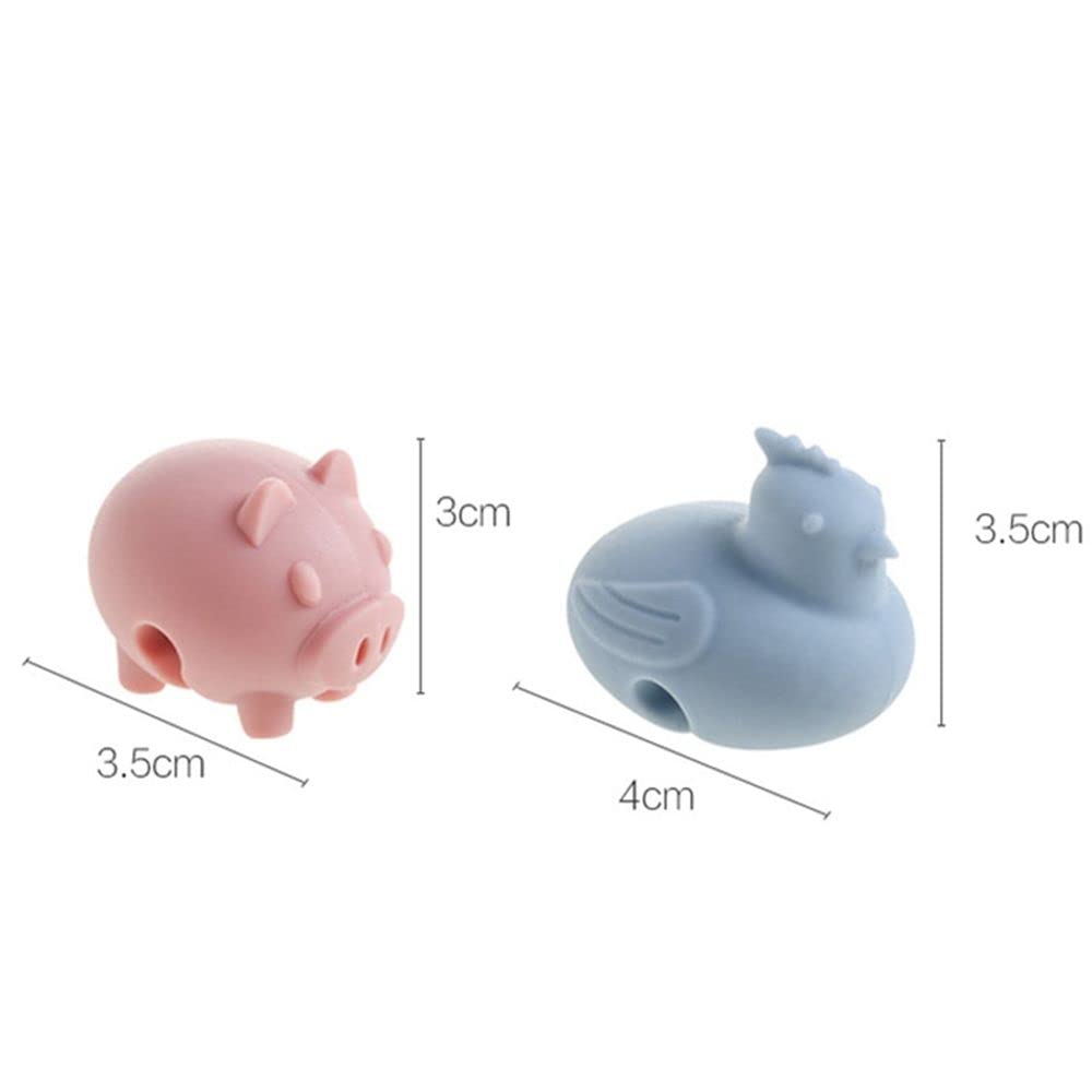 Cute Cartoon Silicone Pot Holder Pot Lid Holder Clips, Home Silicone Spill Stopper Overflow Tool(6pc-Pig)
